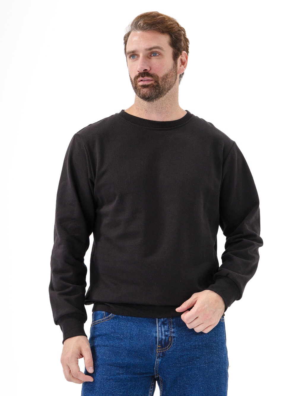 Свитшот мужской Унивал, 100% хлопок, черный, 48-50
