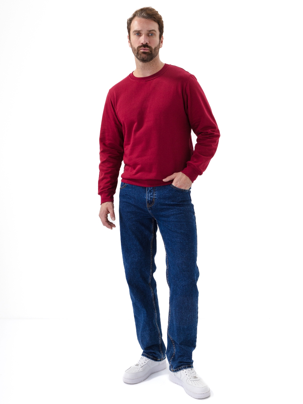 Свитшот мужской Унивал, 100% хлопок, бордовый, 46-48